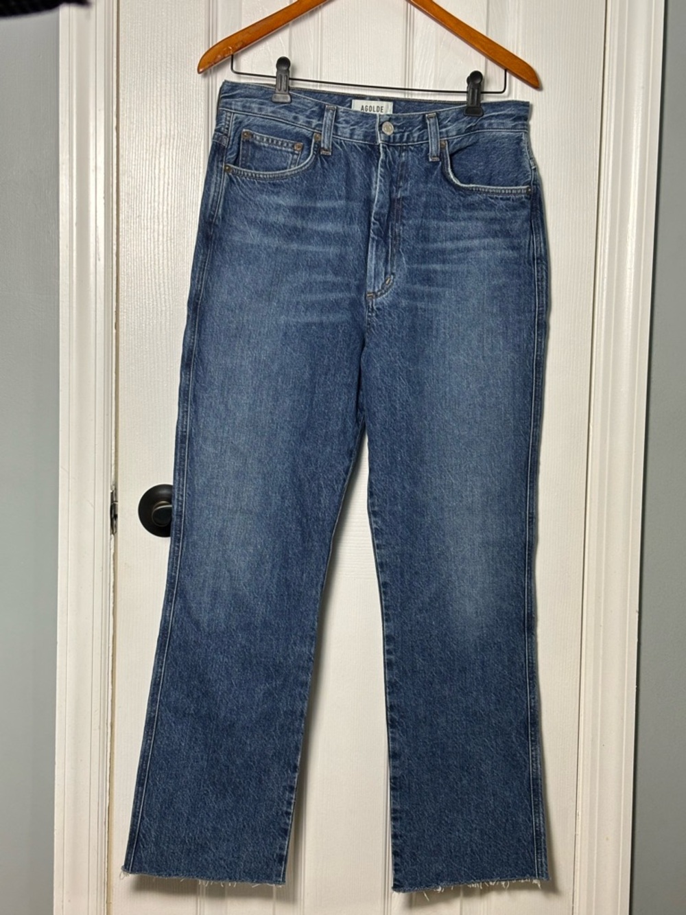 Agolde Pinch Waist Jeans with Raw Hem Size 28
